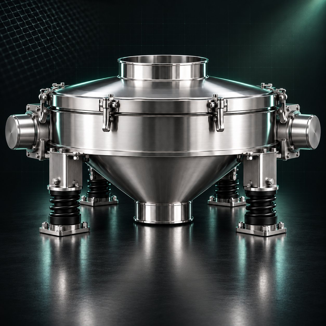 ZPS Straight-Through Vibrating Screen — studio render, full machine